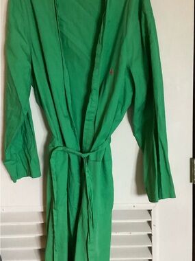 Polo Green Robe with Pink Embroidered Logo